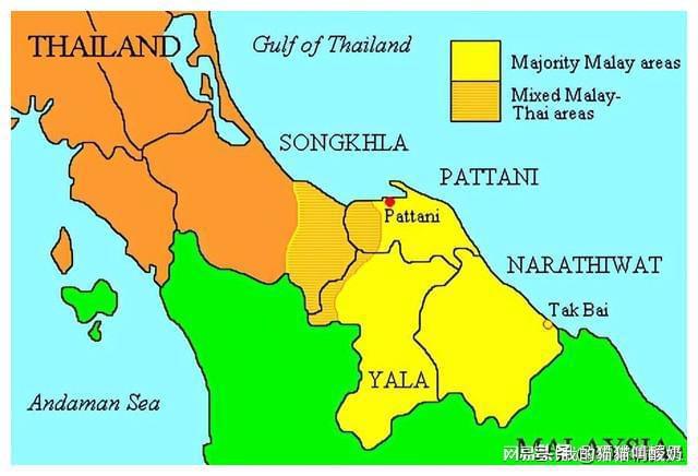 马来人在泰国的分布（黄色）